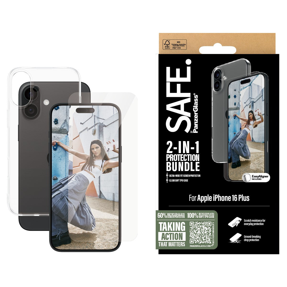 SAFE. by PanzerGlass® 2-in-1 Beskyttelsespakke iPhone 16 Plus